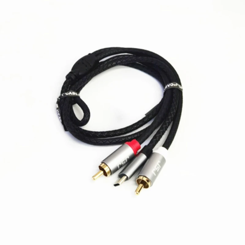 Jsj USB Type-C to 2X RCA Male Dual RCA Audio Stereo Cable