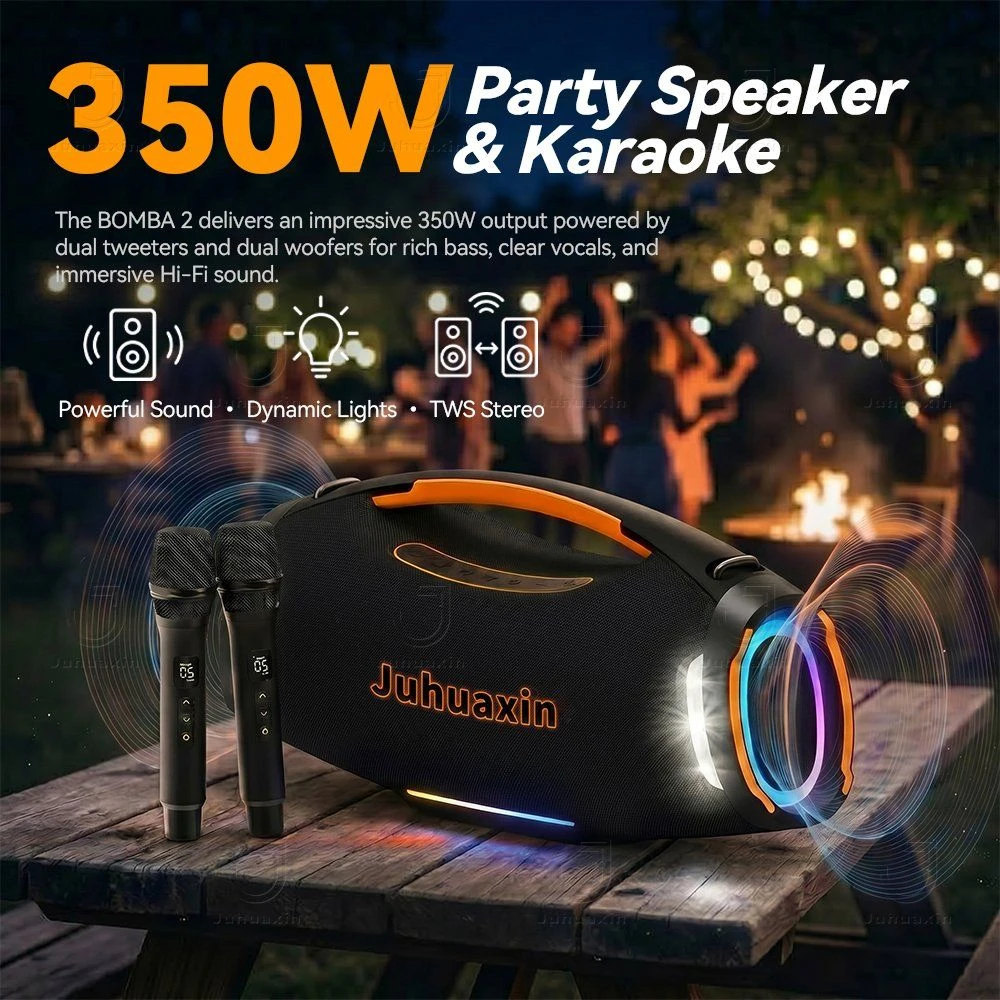 Juhuaxin Bomba 2 350W Portable Waterproof Speaker Wireless Version with a Microphone