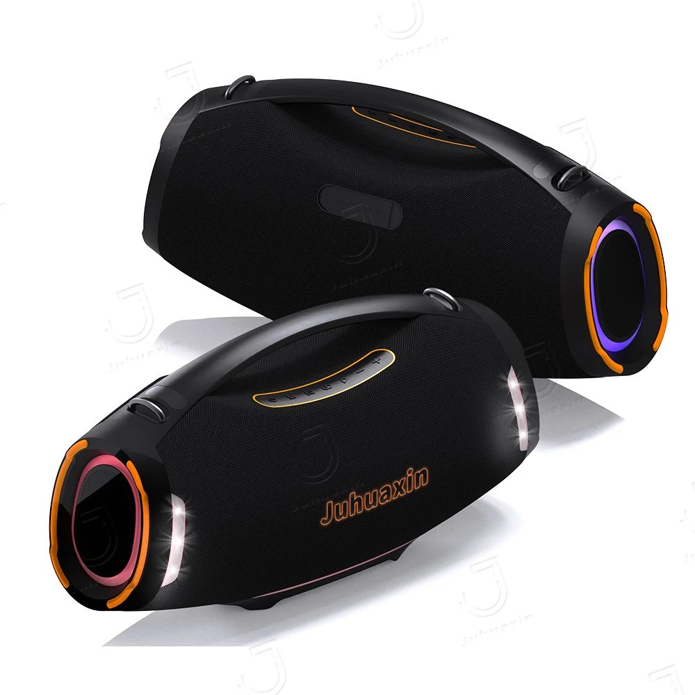 Juhuaxin Portable Bluetooth Speaker 500W Big Bass with Dual Wireless Mic RGB LED Light Tws Stereo 40000mAh Outdoor Karaoke Port for Home Camping Beach Gathering