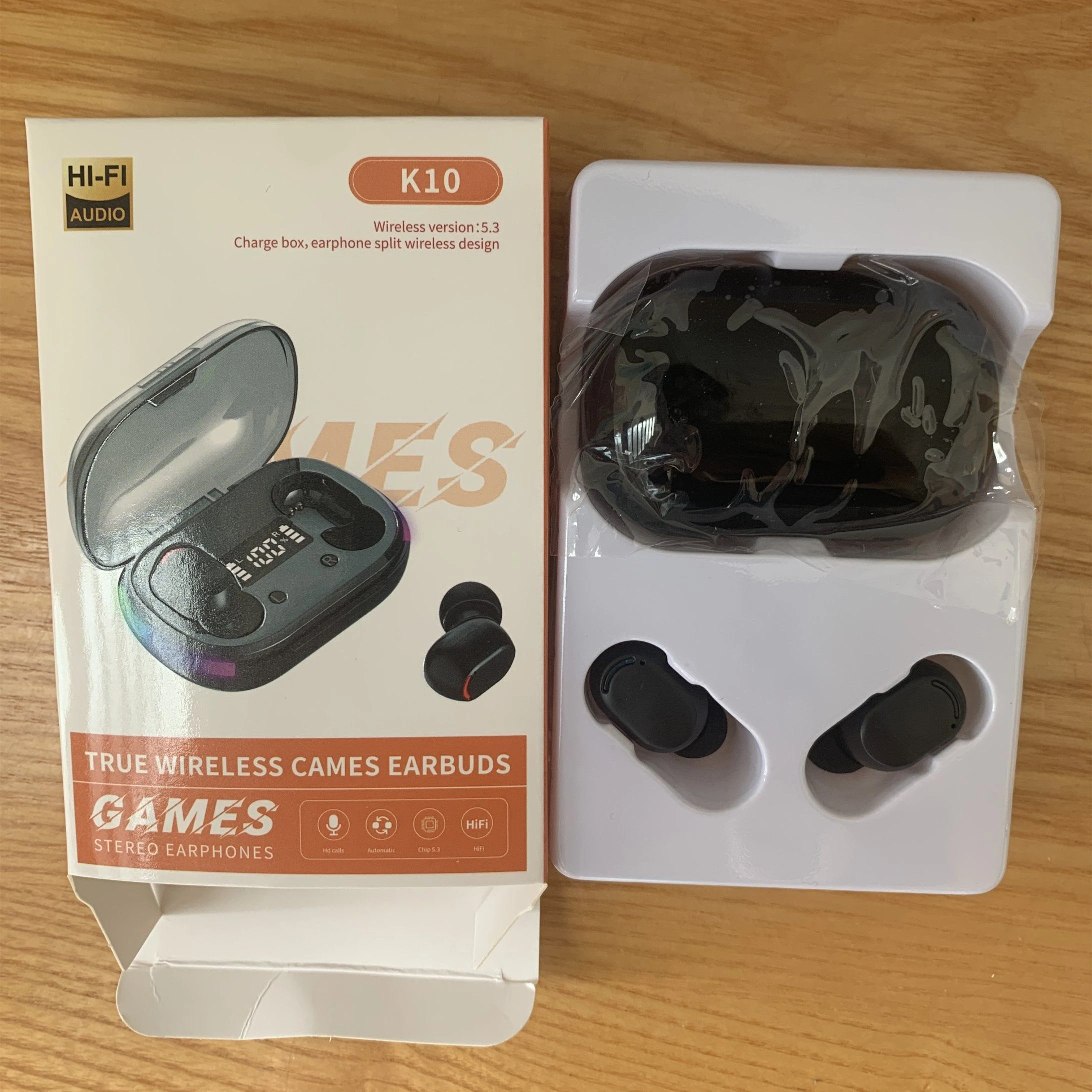 K10 Audifonos RGB Light Bluetooth Earphones 5.3 Tws True Wireless Headphones