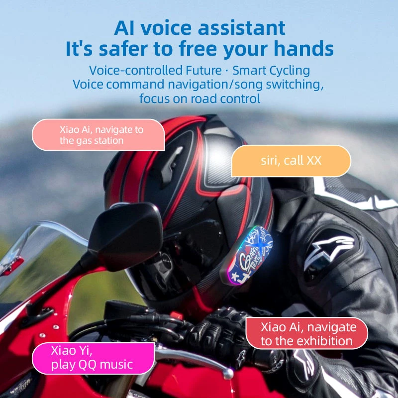 K15, Motorcycle Helmet Headset Wireless for Bluetooth Intercom 40h LED Indicator Blue- Tooth Environmental Noise Cancellation