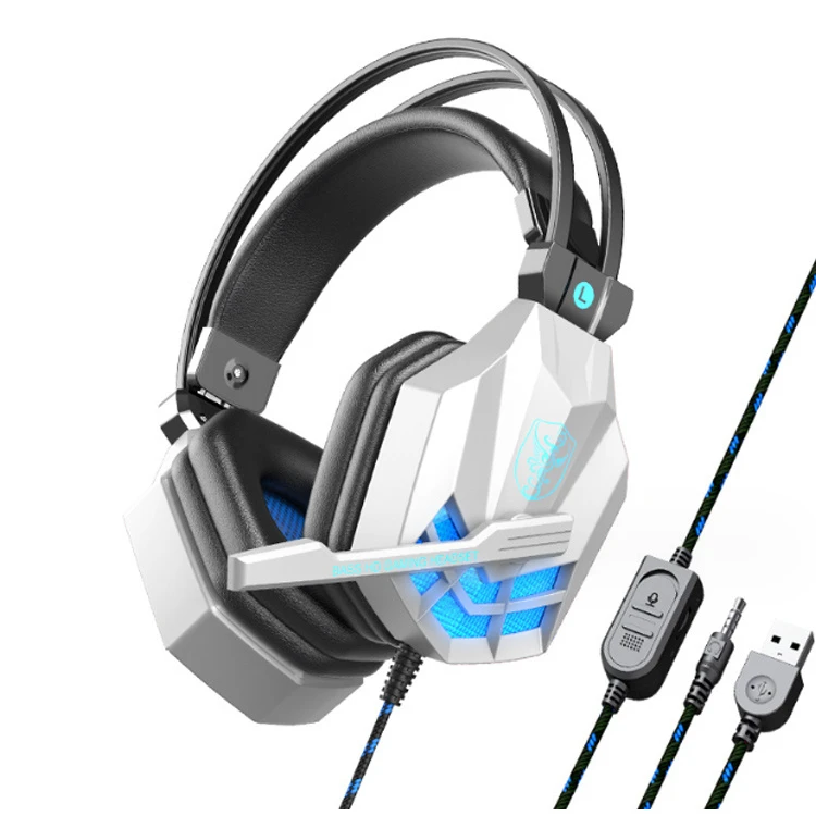 LED Light Microphone Gaming Headset Gaming Headphones RGB USB Wired PC 3.5mm Earphones & Headphones