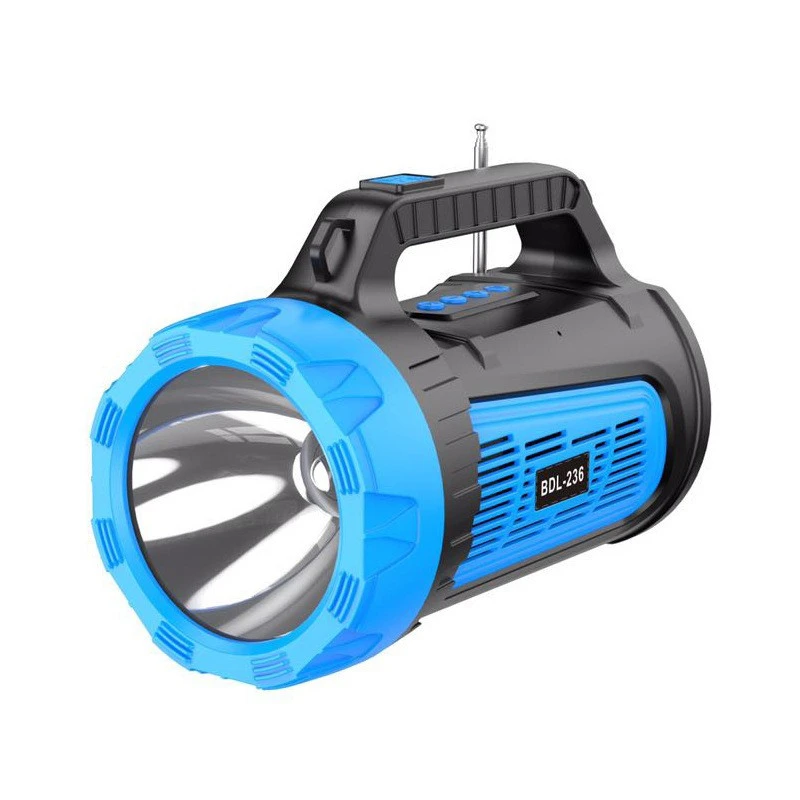 LED Portable Solar Charge Flashlight Outdoor Camping Spotlight Handheld Solar Searchlight with Speaker