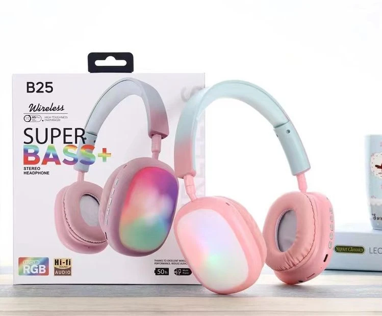 LED Wireless Wearable Wireless Headset with Mic Noise Canceling Gaming Stereo High Fidelity Headset