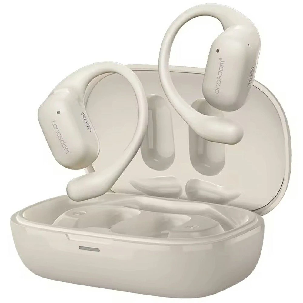Langsdom Ts17 Wireless Open-Ear Bluetooth Headset – Waterproof, Mic, Beige