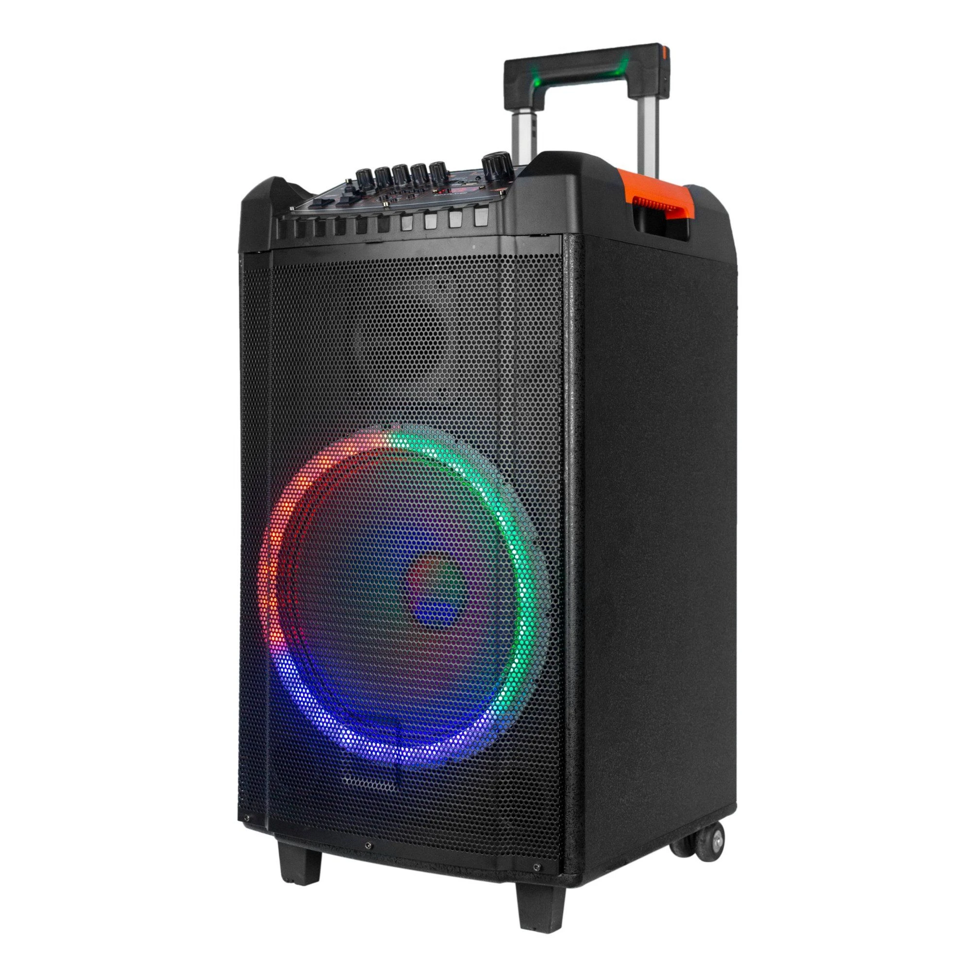Large Battery Party Light 12 Inch Portable Speaker System Active Outdoor Sound Equipment DJ Mobile Wooden Bluetooth Speaker