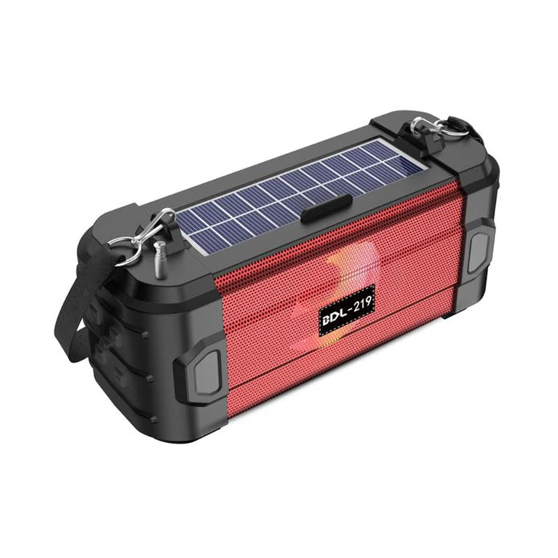 Large Output Waterproof Portable Solar Bluetooth Speaker with Carry Handle, with LED Flash Light