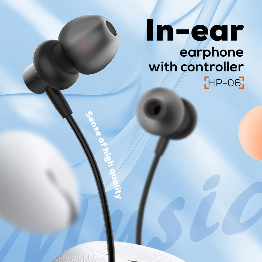 Ldnio HP06 White Universal Handsfree 3.5mm Jack Earphones Stereo Wired Earphone Withmicrophone in-Ear Basic Headphone