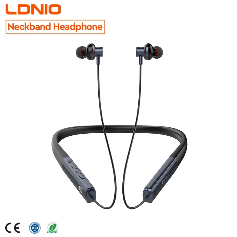 Ldnio N01 Factory Whole Sale Waterproof Neckband Headphone Wireless Bluetooth Bt 5.3 500mAh Capacity Headsets for Sports Neck Band Wireless Earphone