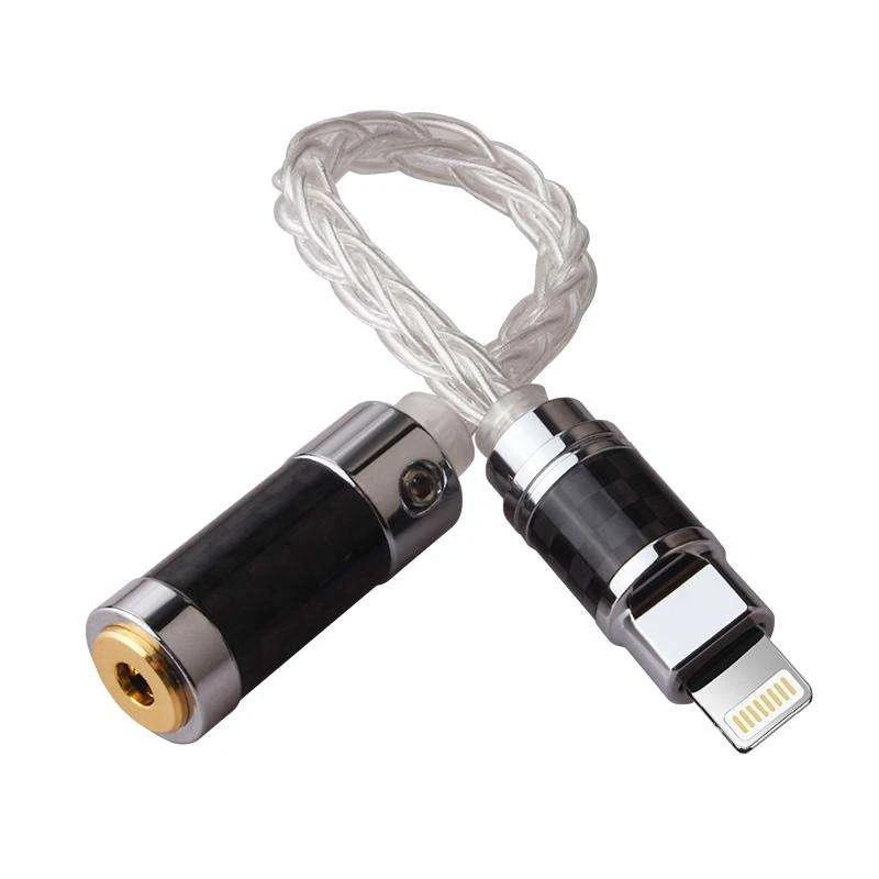 Lightning to 3.5mm 2.5mm 4.4mm Female DAC Audio Cable, C100 Chip 4N Sterling Silver Braided HIFI Headphone Adapter Cord