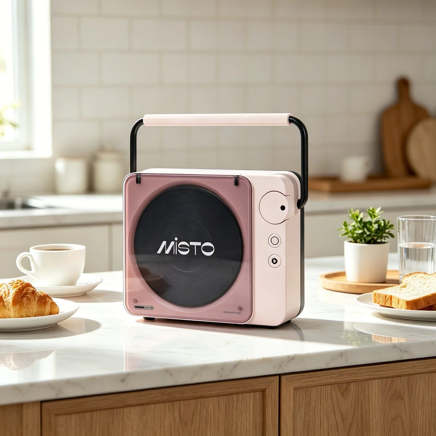 Lightweight Rotating Vinyl Bluetooth Speaker with Night Light