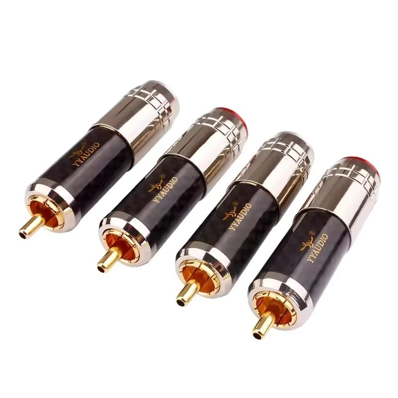 Lockable Gold-plated RCA Plug Audio Connector with 10MM Hole Soldered Terminals