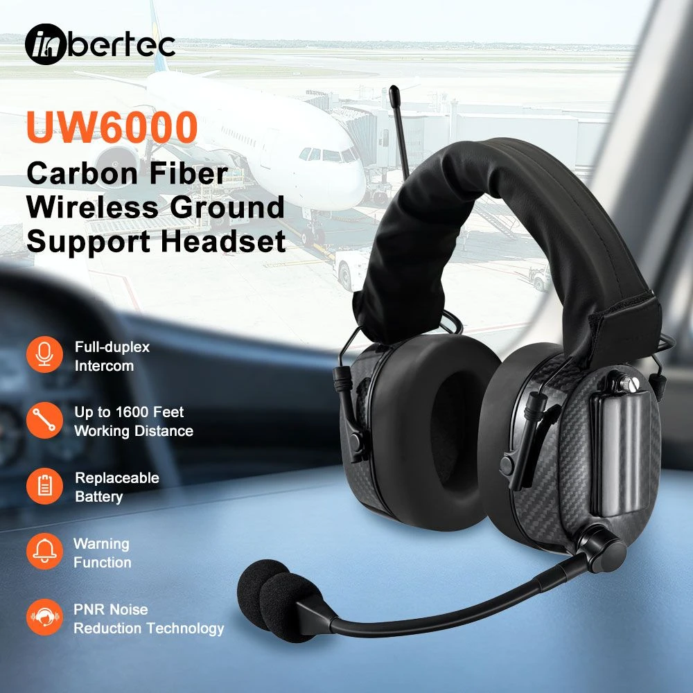 Long Range Uw6000 Ground Support Communication Headset for Crews De-Icing, Towing