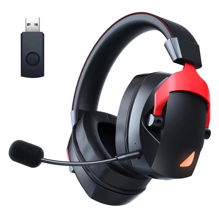 Low Latency LED Glowing Gaming Earphones Noise Canceling Over Ear Headset 2.4G Wireless Stereo Bluetooth Gaming Headphones with Mic