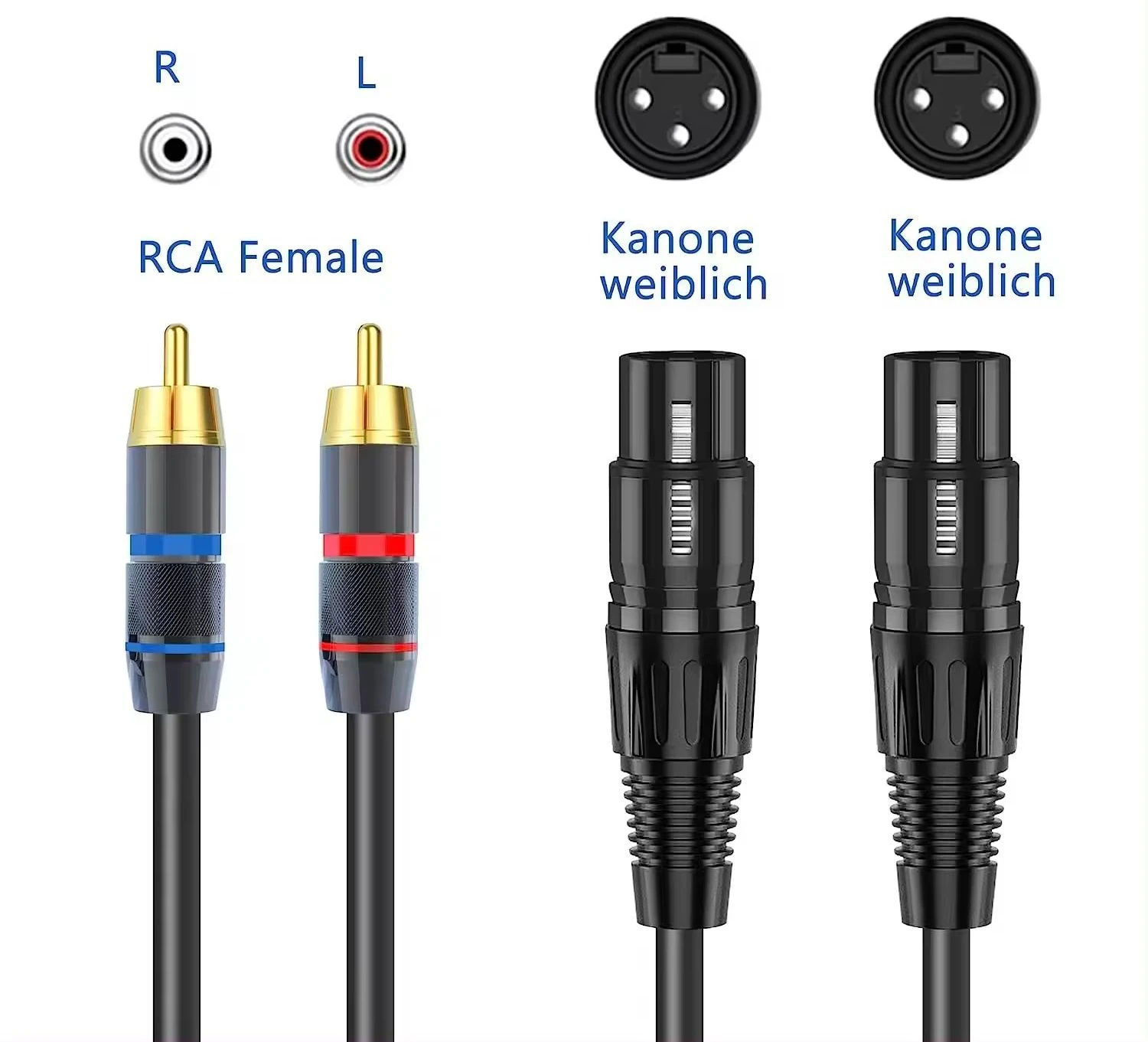 Low Noise RCA to XLR Female Adapter Cable Audio Cable