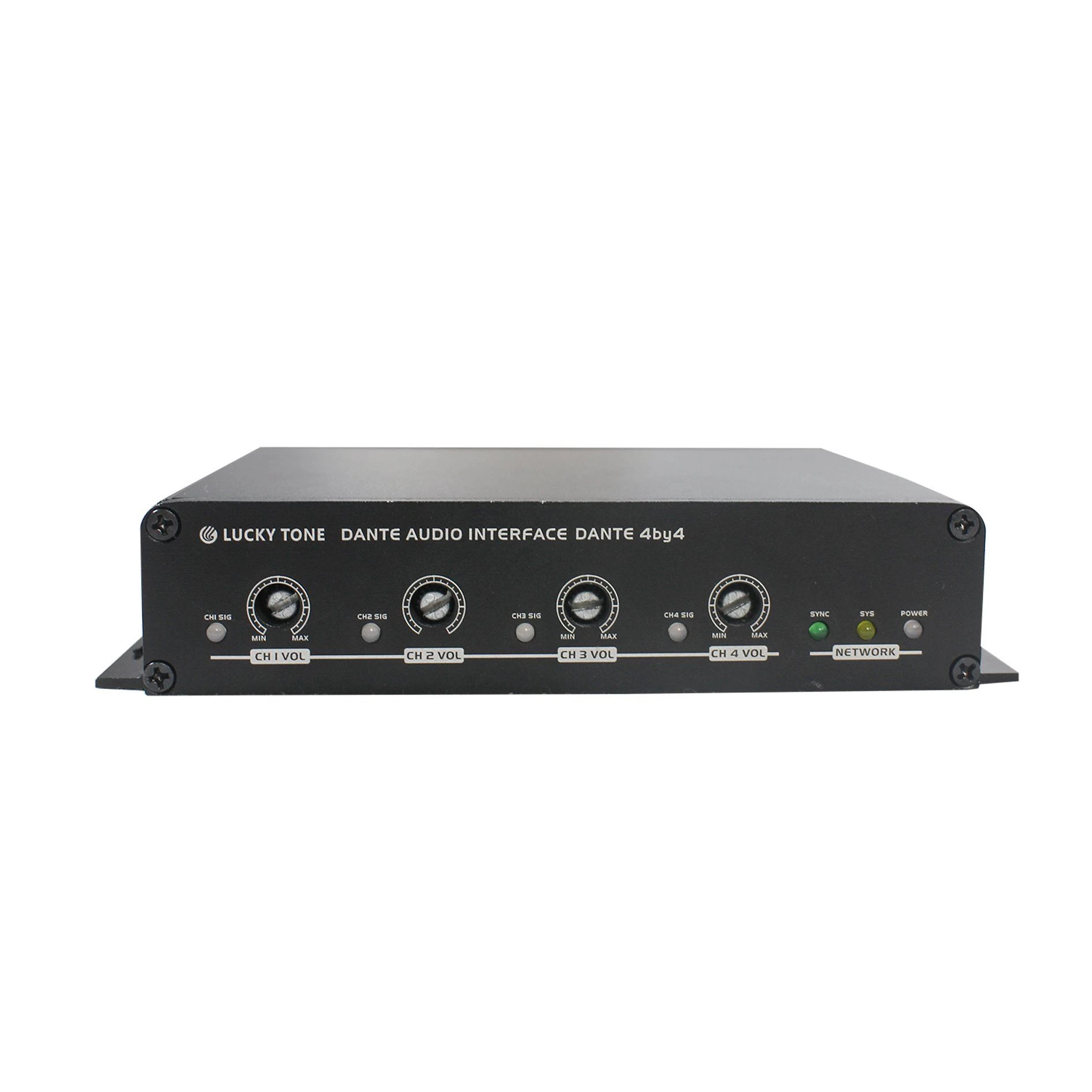 Lucky Tone Dante Audio Transmitter with 4 in 4 out Interfaces for Professional Audio System