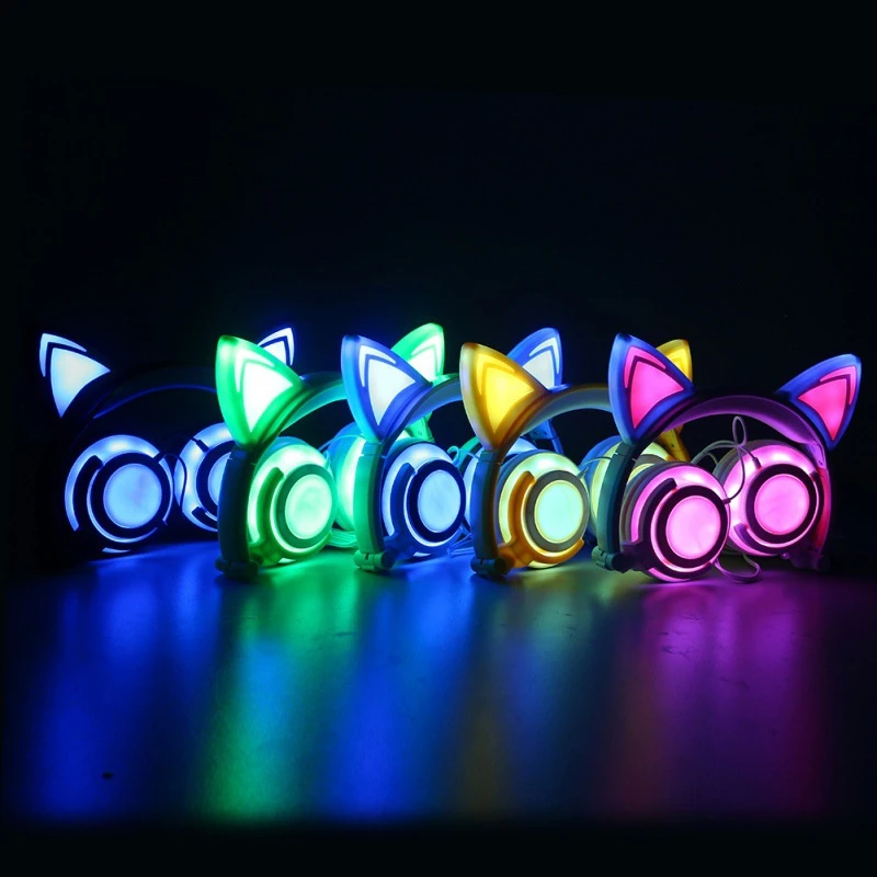 Lx-R107rechargeable Cute Cat Ear Light-up Music Headphones