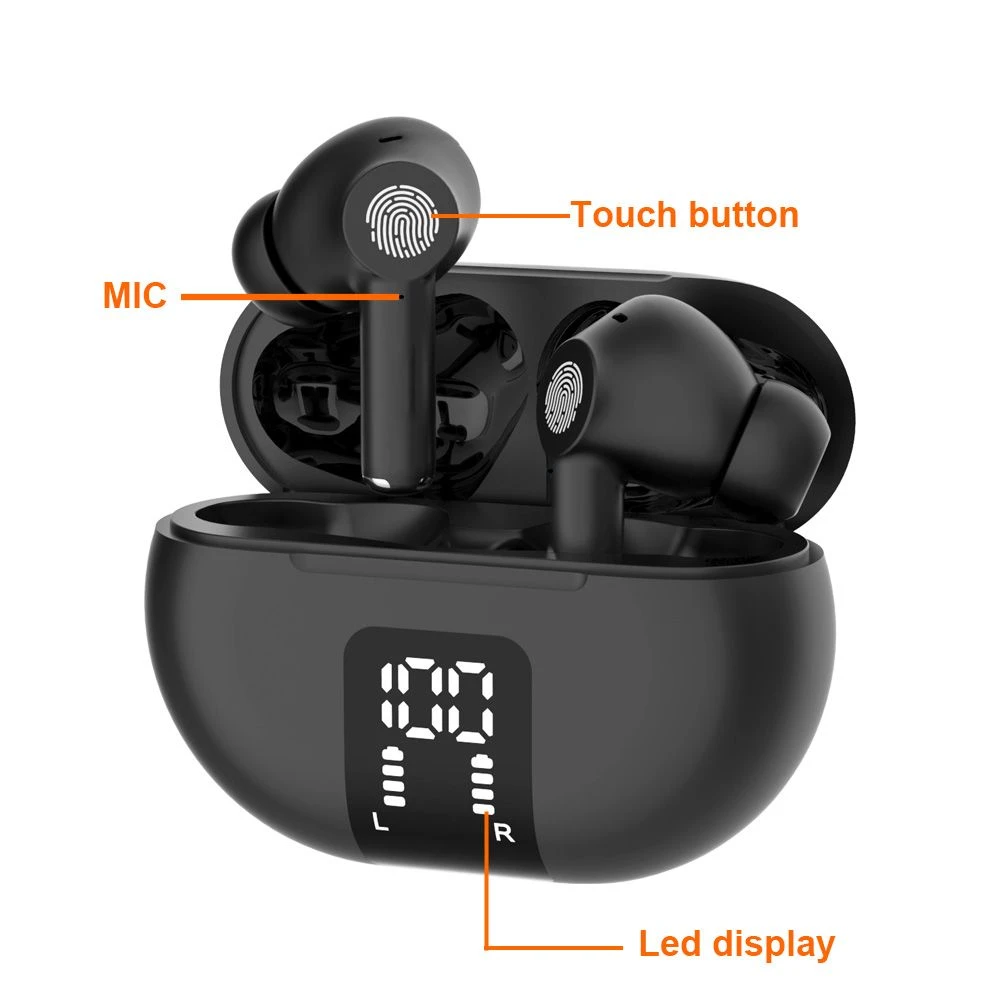 M10 Translation Earphones 3.0 Bluetooth-Compatible Smart Voice Translator Black Wireless Headset with APP