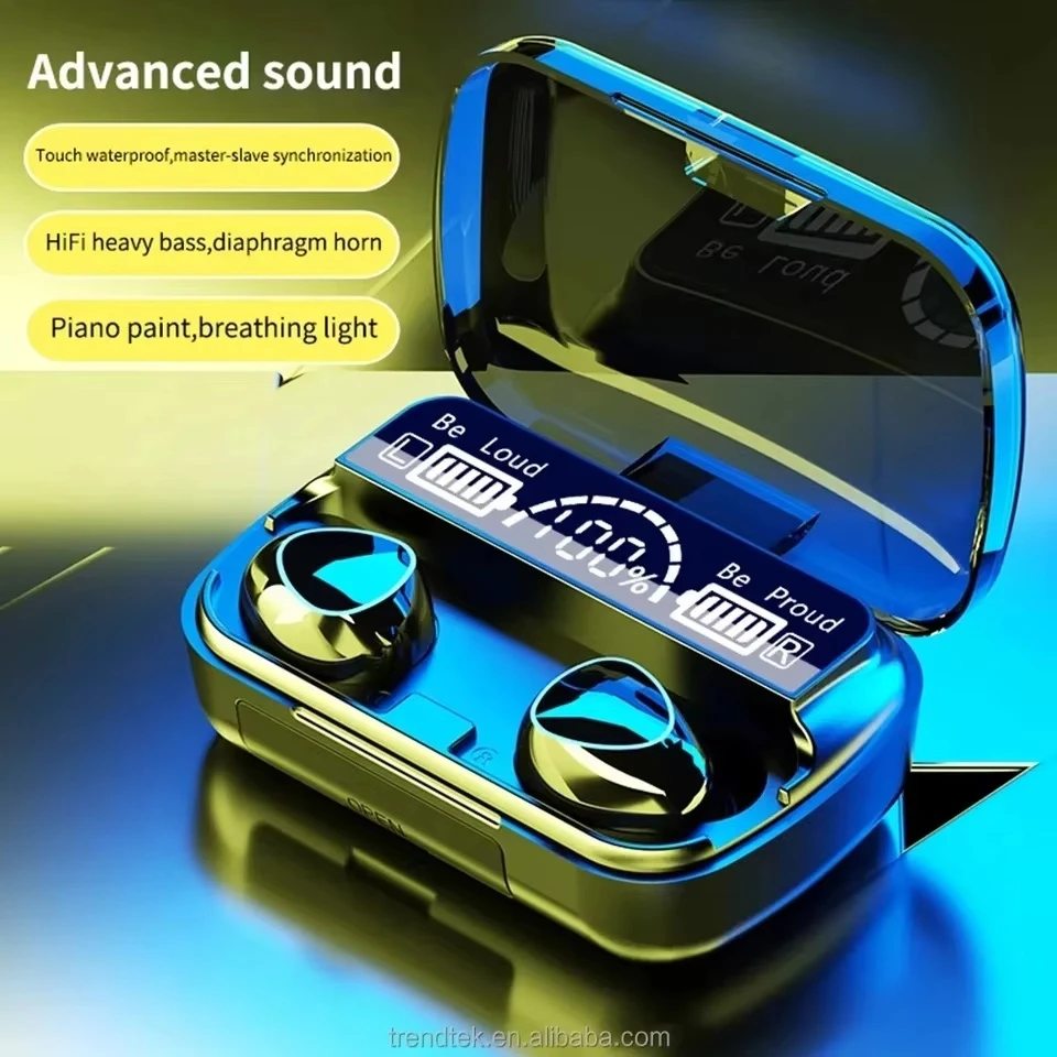 M10 Tws Wireless Blue Tooth Headset with Charging Case Noise Canceling Earbuds with Mic Wireless Headphones Bluetooth Earphones