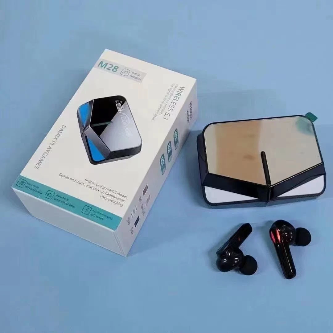 M28 Earbuds Low Latency Tws Wireless Headphone with Mic Bass Audio Sound Headsets Waterproof LED Tws M28 Gaming Earphones