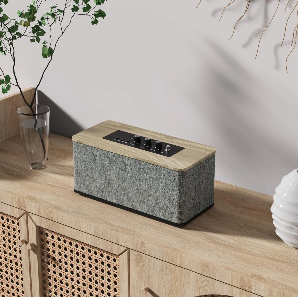 M5 50W Wireless Bluetooth Speaker HiFi Wooden Home Audio System with Bluetooth 5.3 Tws