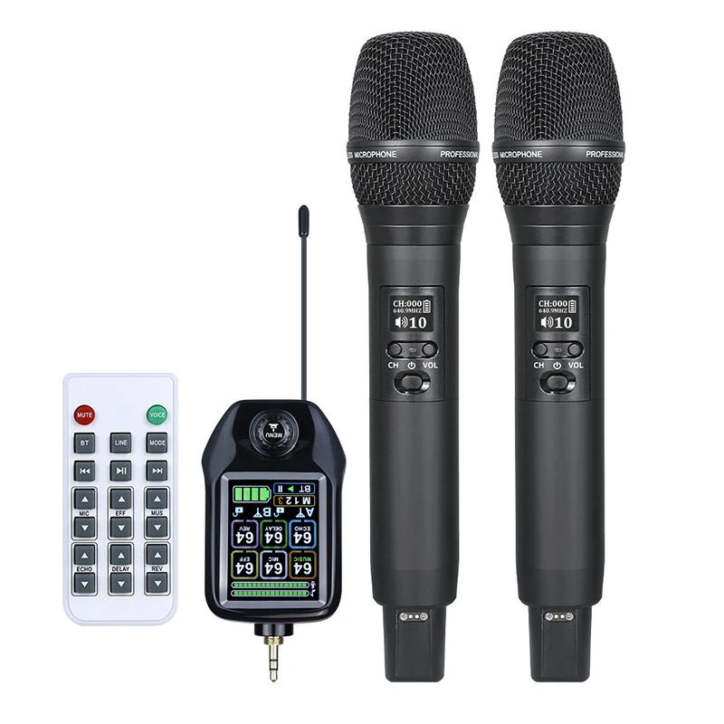 M510 2200mAh UHF Anti-Howling Dynamic Infraed Remote Dual Wireless Microphone