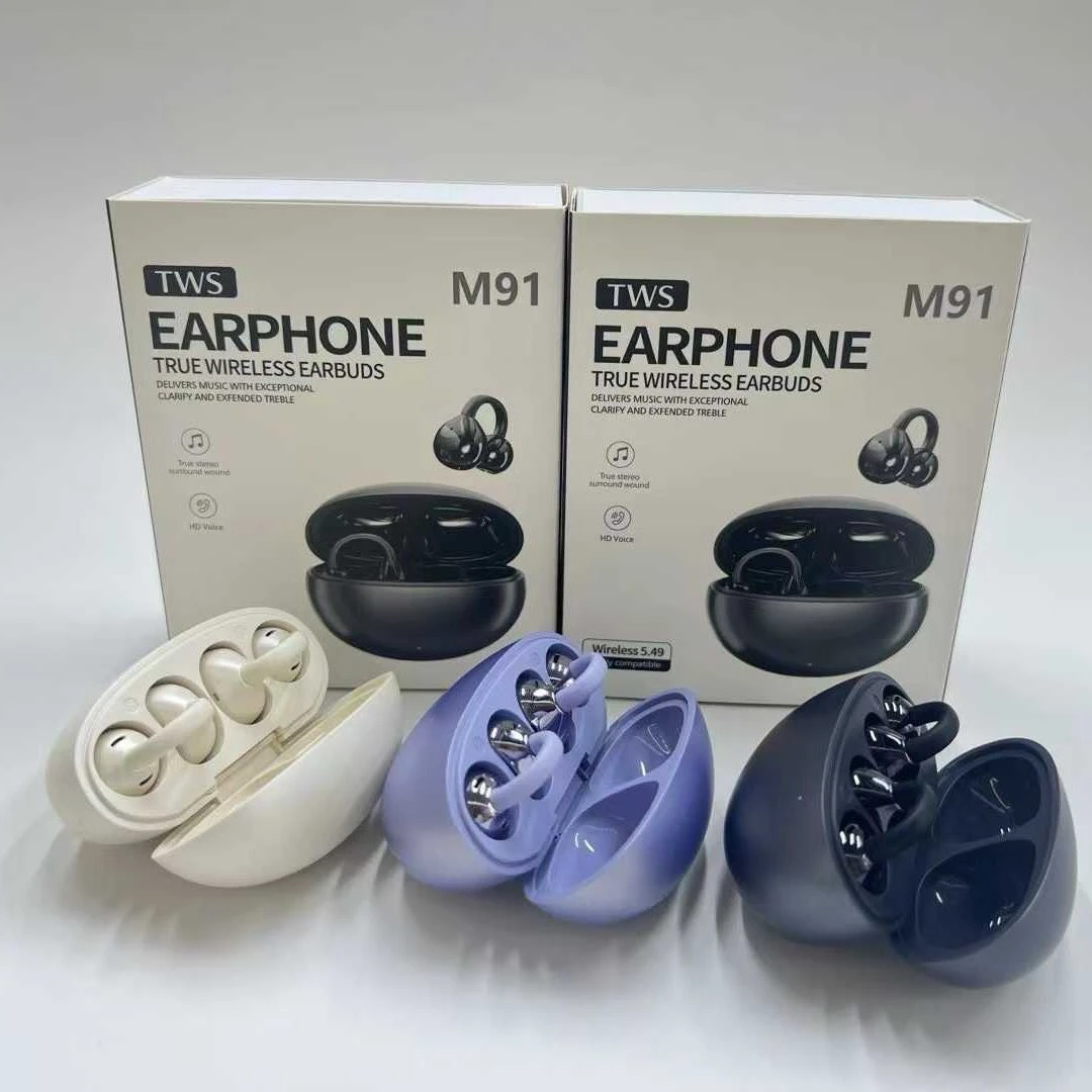 M91 Ear Clip Earbuds Wireless Bluetooth Noise Reduction Music Game Earphones