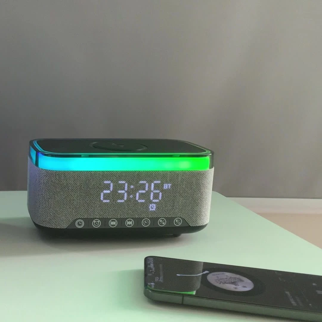 Magnetic Wireless Smart Speaker Digital Clock Bedside Audio Time Display Gear