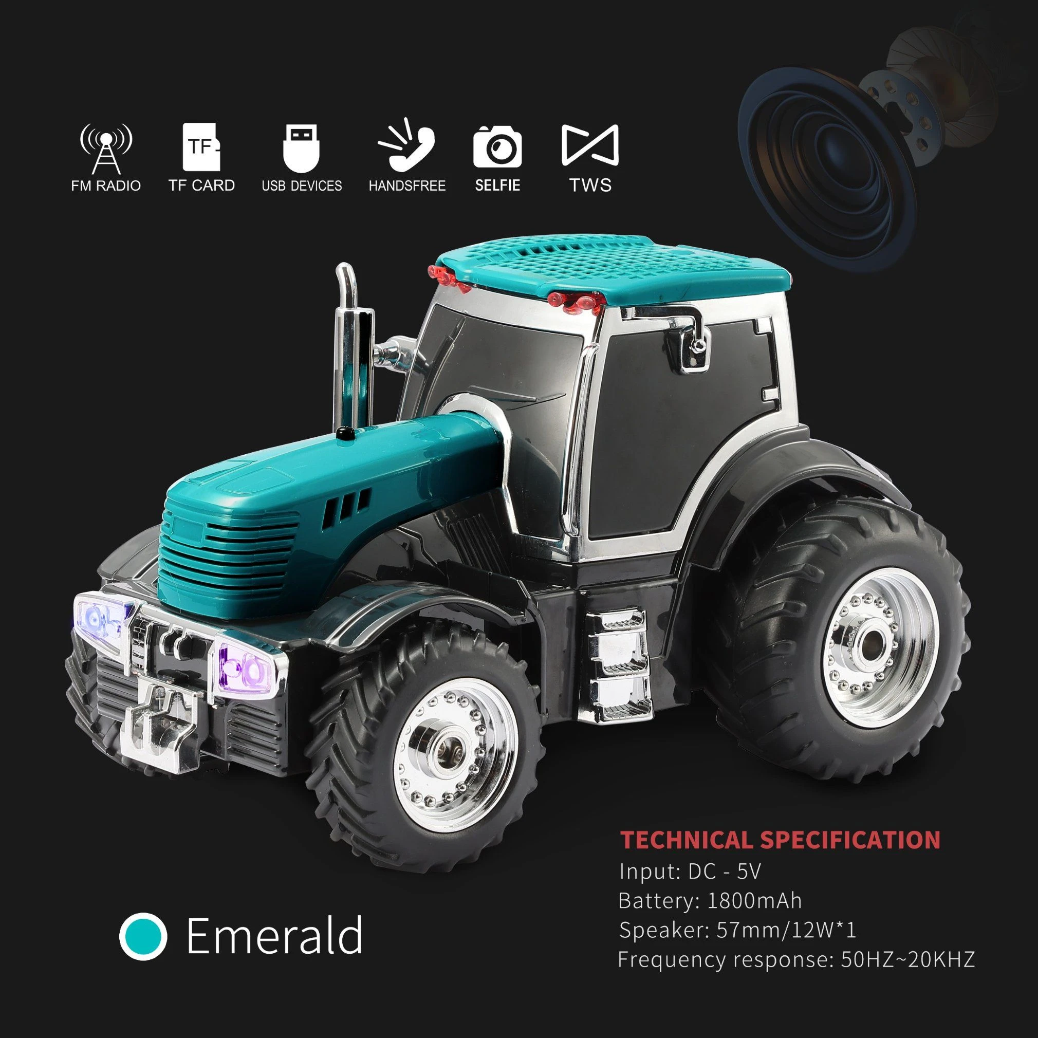Manufacturer Farm Tractor 12W Big Power Bluetooth Speaker with Factory Price