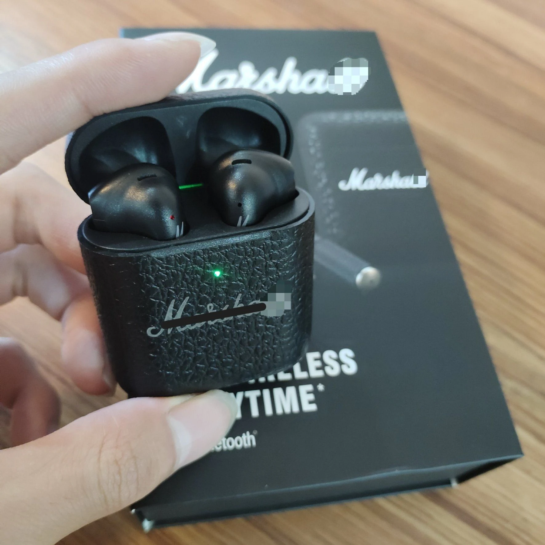 Marsall Minor True Wireless Stereo Earbuds Leather Outer Case Shock Resistant Portable Storage Bluetooth Earphones