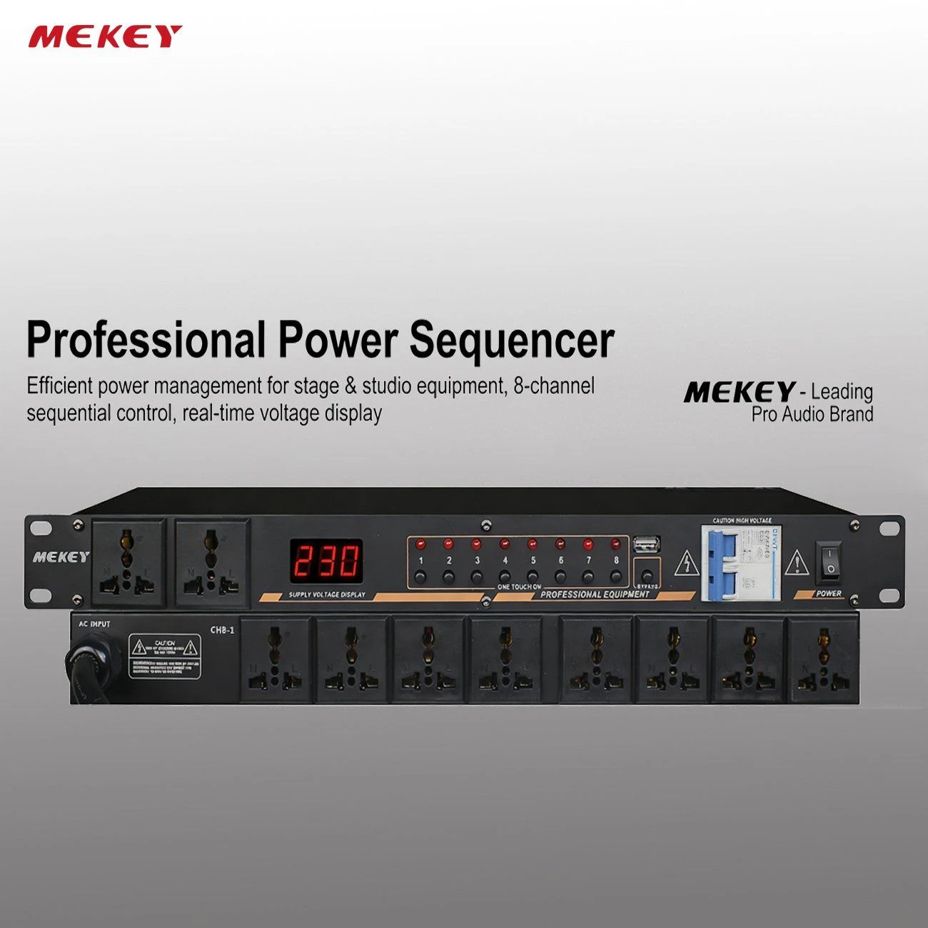Mekey Intelligent 8-Channel Professional Audio Equipment Power Sequencer Mf-D3010