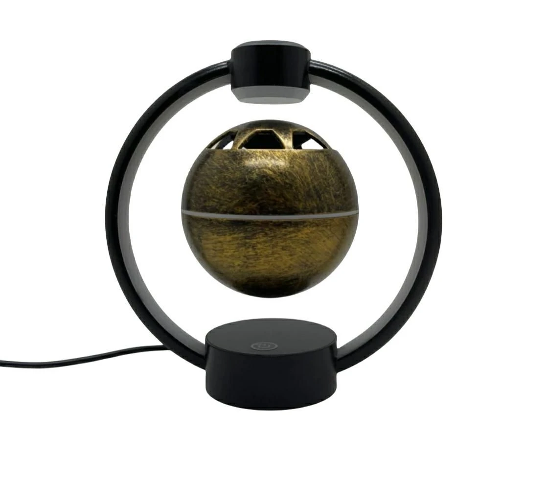 Metal Magnetic Levitation Desk Bluetooth Speaker Lamp, Rechargeable Floating Stereo Bluetooth Speaker with Colorful LED Light for Cellphone Laptop