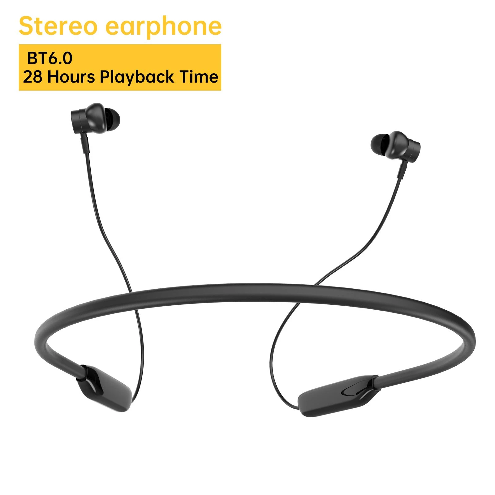 Metal Shell Wireless Neckband Earphones 28 Hours Talk Time Bt6.0 Magnetic Sport Headset with Mic
