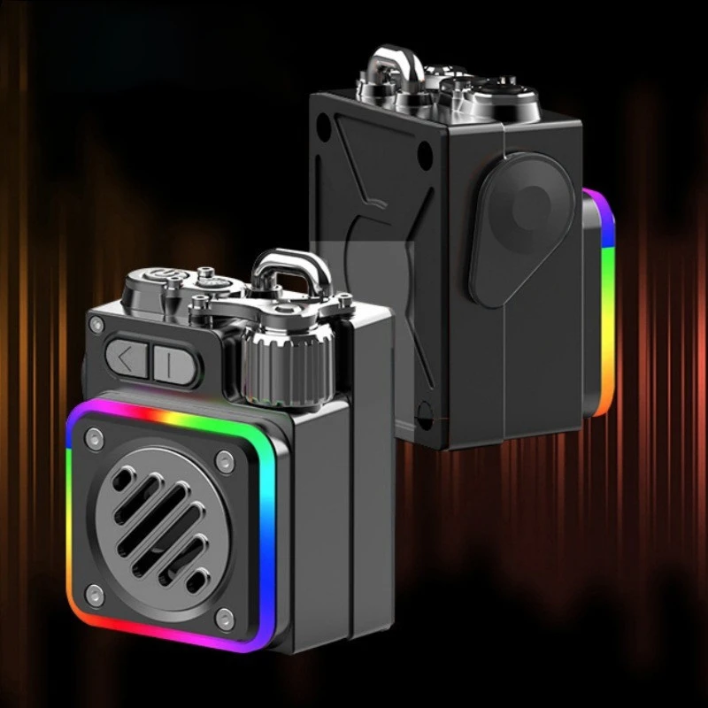Metal Texture Mini Portable Wireless Bluetooth Speaker Outdoor Waterproof Subwoofer with RGB Atmosphere Lights