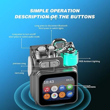 Metal Texture Mini Portable Wireless Bluetooth Speaker with Screen Display, Outdoor Subwoofer, RGB Atmosphere Light, and Mobile APP Control