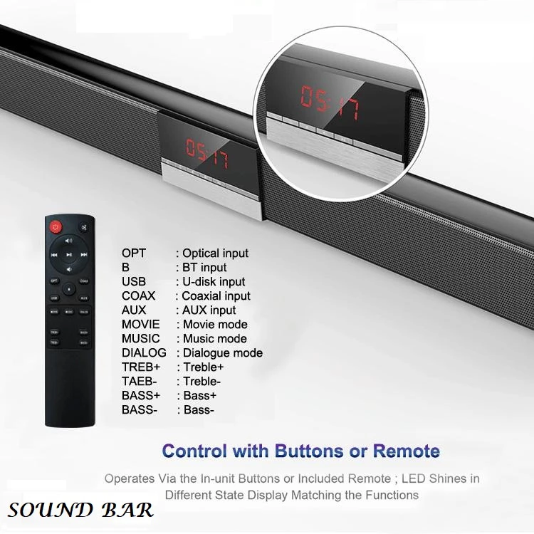 Miboard Integral Wall-Mounted 2.0 Channel Home Theater System Wireless Bluetooth Version 5.0+EDR Soundbar Speaker for TV/Computer with 3.5mm Aux Input