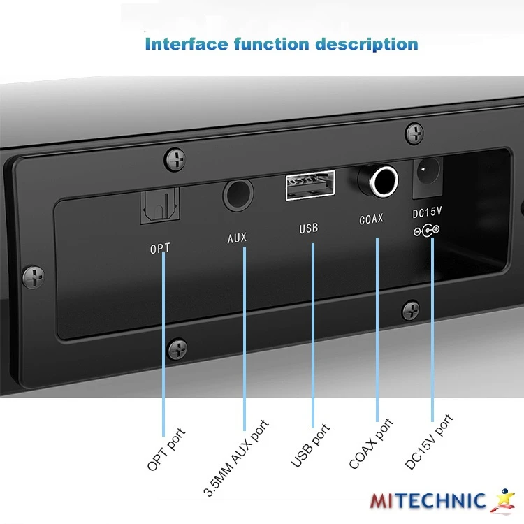 Miboard Surround 2.0 Channel Sound System bluetooth Soundbar 5.0 +EDR Home Theater System Dolby Atmos Home Cinema Home Stereo System with 3 DSP Audio, LED Light