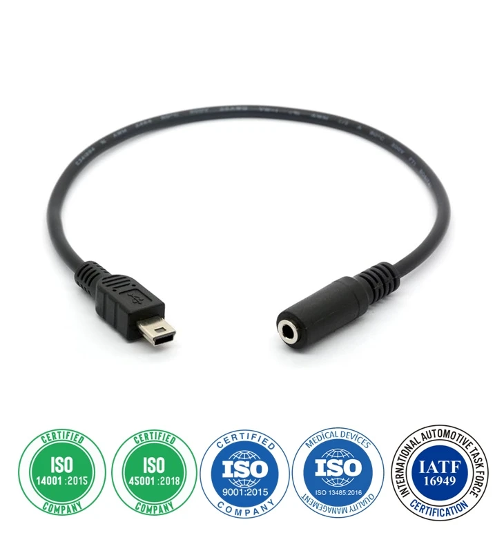 Micro USB Male to 3.5mm Female Aux Audio Cable Assembly