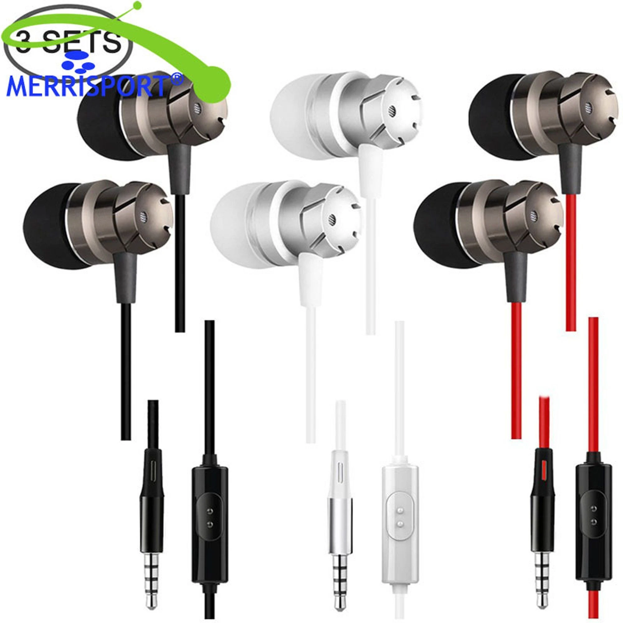 Microphone 3.5mm Wired Earbuds for Ios and Android Smartphones Earphones 3 Pack in-Ear Headphones