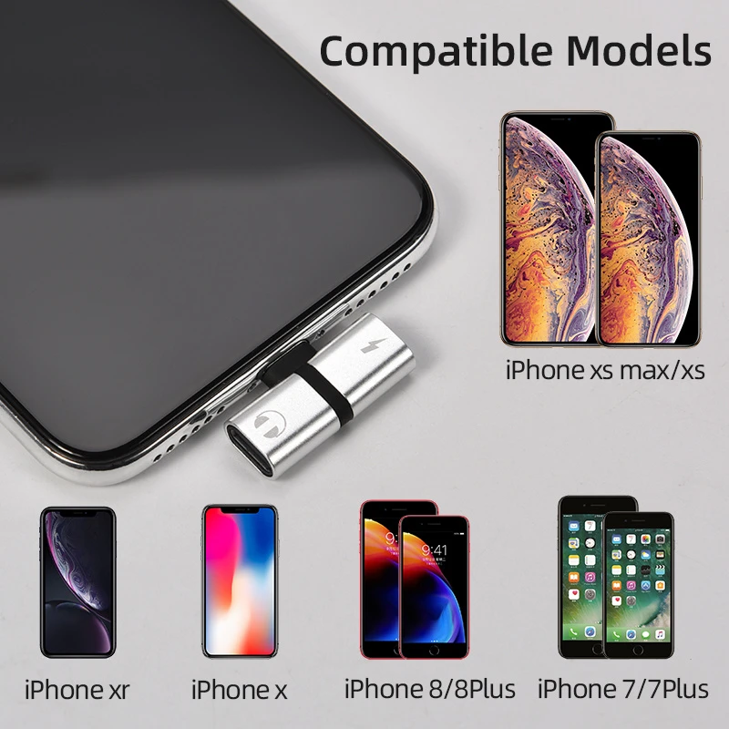 Mini 2 in 1 for Lightning 8pin Adapter Splitter for iPhone 7/8/X/11