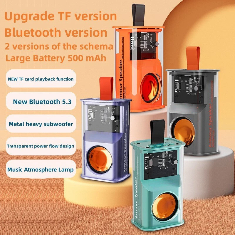 Mini Mecha Bluetooth Speaker Portable Wireless Audio Player Creative Cool Design Subwoofer for Home Office Travel Wholesale