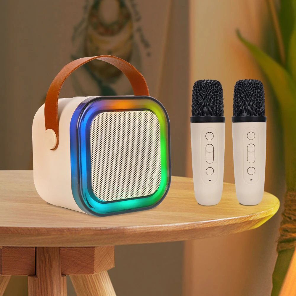 Mini Portable Bt Music Karaoke Audio Speaker Wireless Microphone Speaker with RGB Luminous LED Light
