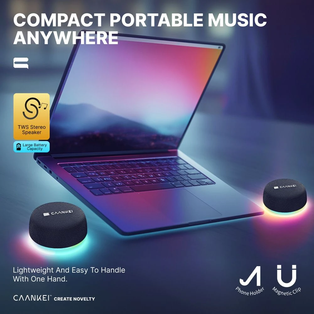 Mini Speaker Bluetooth Portable Stereo Sound for Cell Phone and Devices for Party Bedroom Outdoor