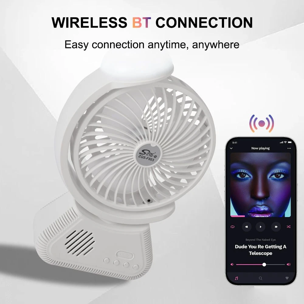 Mini Wireless TF Bt Speaker Multi Functional Desktop Sound Box with Fan