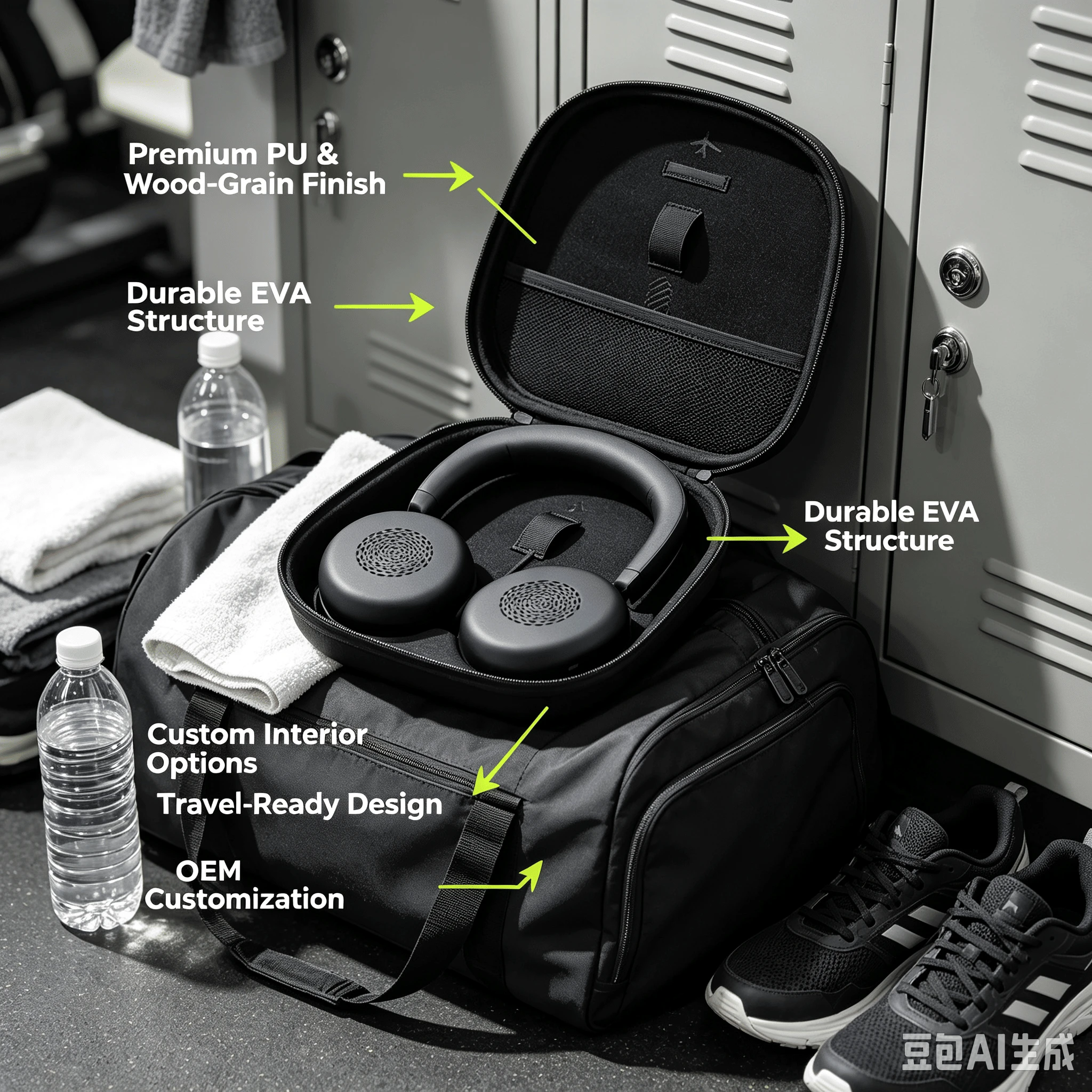 Modern EVA Headphone Storage Case with Zipper and Logo Options
