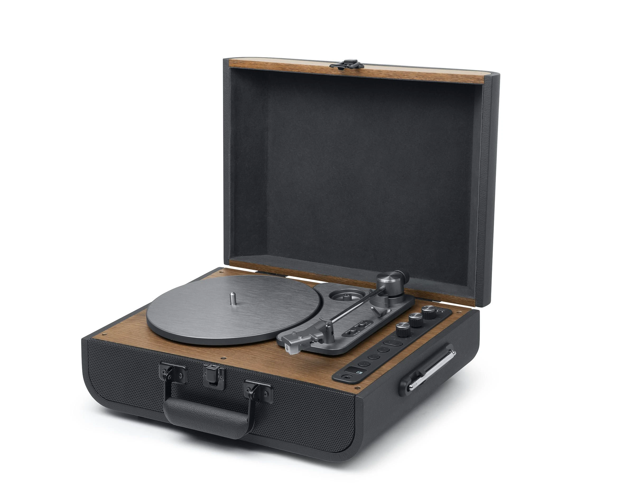 Modern Portable Suitcase Audio Turntable Vinyl Record Player 33/45/78 Rpm Speed Wired Wireless Dual Mode Bluetooth Gramophone
