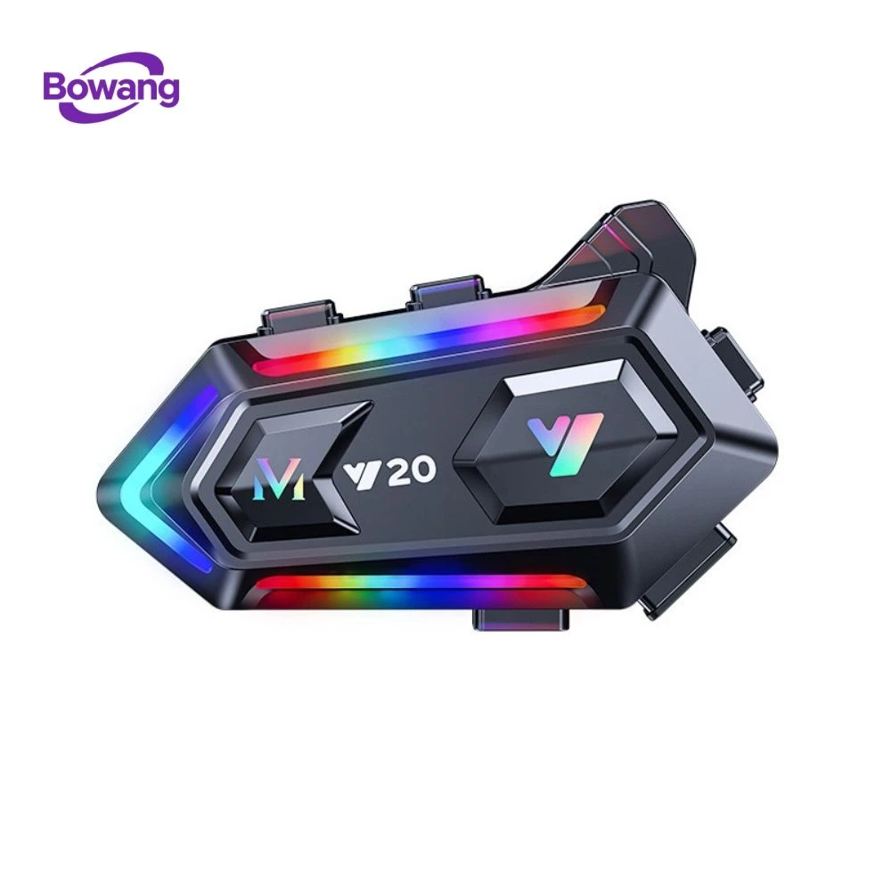 Motorcycle Bluetooth Helmet Audio Headset RGB Light 1000mAh Noise Reduction Stereo Sound
