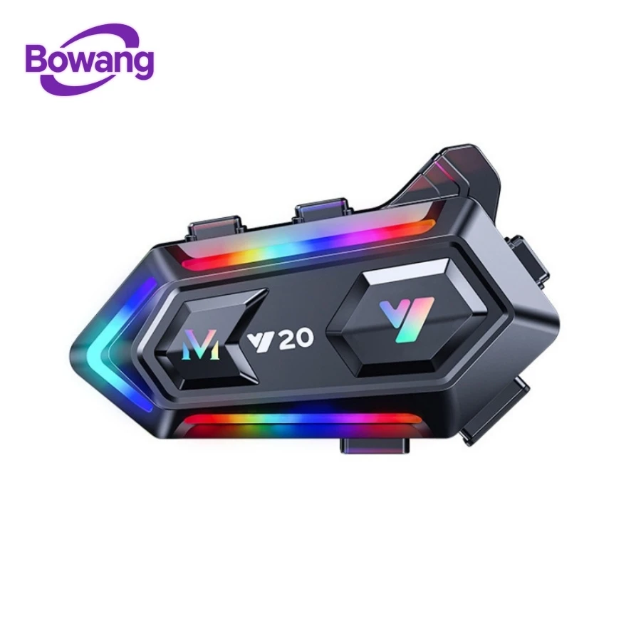 Motorcycle Helmet Bluetooth Headset Ipx6 Waterproof RGB Light CVC DSP Noise Reduction 1000mAh 25h Playtime