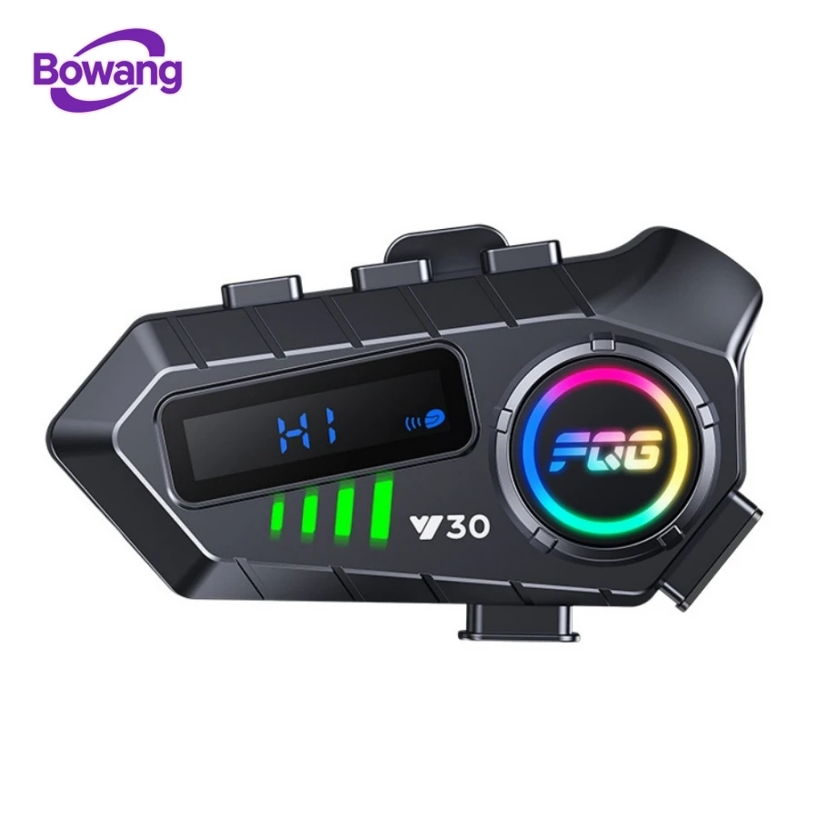 Motorcycle Helmet Bluetooth Intercom Bt6.0 LED Display Flashlight Ipx6 Waterproof Dual Intercom Helmet Headset