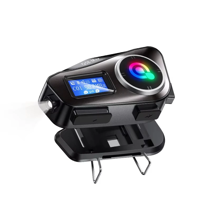 Motorcycle Helmet Intercom 1000mAh Battery Waterproof Noise Reduction Bt 5.3 Motorcycle Headphones with LED Screen FM Function